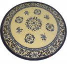 5'x5'Beige Hand Knotted Chinese Round Silk Area Rug/Carpet