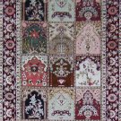 3'x12'Red Floral Hand Knotted Runner Silk Area Rug/Carpet R1