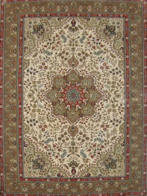 4'x6'khaki Nain Hand Knotted Traditionl Silk Area Rug/Carpet 15