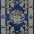 4'x6'Blue Hand Knotted Chinese Dragon Silk Area Rug/Carpet 64