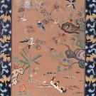 6'x9' Beige Hand Knotted Cranes and Birds Silk Area Rug/Carpet