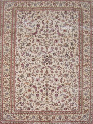 6'x9'Beige Leaf Hand Knotted Turkish Oriental Silk Area Rug/Carpet 1