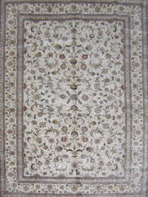 6'x9'Beige Leaf Hand Knotted Oriental Silk Area Rug/Carpet 2