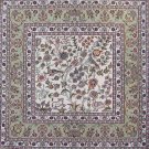 3'x3'Kahaki Small Square Hand Knotted Hereke Oriental Silk Area Rug/Carpet 6