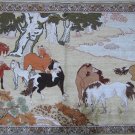 4'x2' Ten Horses Hand Knotted Oriental Silk Area Rug/Tapestry  54