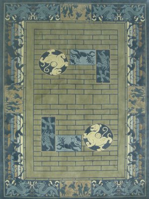 8'*10' Grey Hand Knotted Traditional Chinese Silk Area Rug/Carpet 73