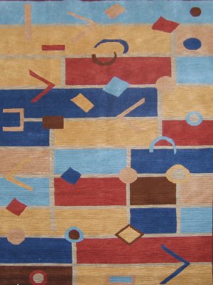5'*8'Geometric Hand Knotted Modern Tibetan Wool Area Rug/Carpet 10