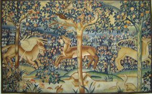 4.64'*7.48' Deers Flat Woven Wool Area Rug/Tapestry 1