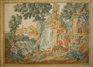 6.5'*10' Golden Landscape Flat Woven Wool Area Rug/Tapestry 2