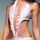 Skinny Dip - Heart Print Halter One Piece Bathing Suit with RUffle Trim