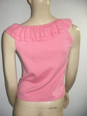 Tibi PINK Ruffles Silk Angora Blend Top Shirt M Medium