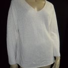 Eileen Fisher Woman Ivory Knitted V Neck Sweater Top 2x