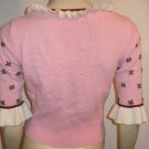 Built by Wendy Ruffled Cropped Flower Sweater S Small