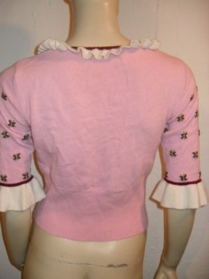 Built by Wendy Ruffled Cropped Flower Sweater S Small