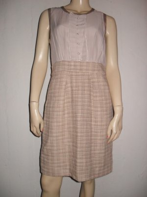 BCBG Max Azria Chic Ruffled Sheer Tweed Beige Dress 8 M