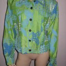 NWT Sandy Starkman Green Blue Floral Bold Jacket XL