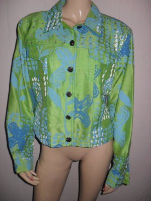 NWT Sandy Starkman Green Blue Floral Bold Jacket XL