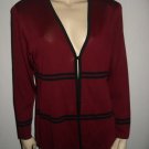 Exclusively Misook Burgundy Acrylic Cardigan Sweater S