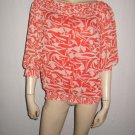 Vertigo Paris Orange Bold Print Flowy Shirt Top M Med
