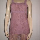 Ann Ferriday Mauve Lace Extra Long Tank Top Shirt S Sm