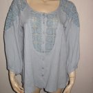 Serena Kay Paris Blue Intricate Cotton Tunic Top 2 L