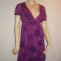 Spendid Purple Flowers Thin Cotton Modal Dress Large L