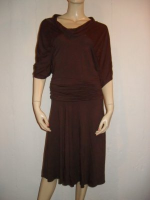 $380 Mason Brown Rayon Modal Soft Ruched Dress S 4/6