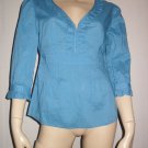 Banana Republic Ruffled Sky Blue Cotton Shirt Top 4 S