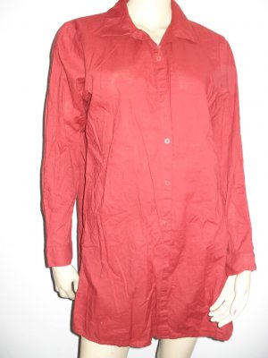Eileen Fisher Extra Long Orange/Red Shirt Top M Medium