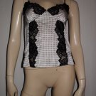 Banana Republic Black White Lace Silk Tank Top 0 XS