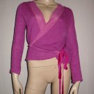 $329 Stefanel Magenta Knit Gauze Cardigan Sweater M Med