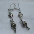 knitting dangle bead earrings pierced #1 silver plated