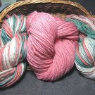 hand dyed huge lot yarn merino wool peach green spring