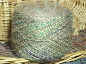 njy balled yarn angora mohair teal tan tweed