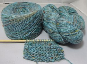 njy  yarn combo mix blend mohair teal funshine sunshine