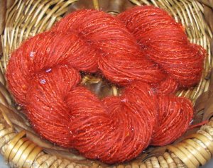 sale combo mix blend yarn mohair wool SEQUINS tomato