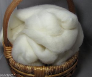 100% soft Corriedale wool roving natural white 8 oz