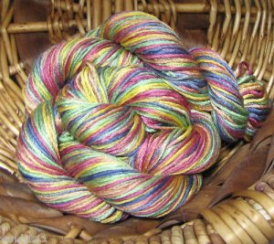 hand dyed yarn 100% silk spring flower garden