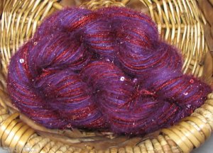 sale combo mix blend yarn mohair wool SEQUINS berry