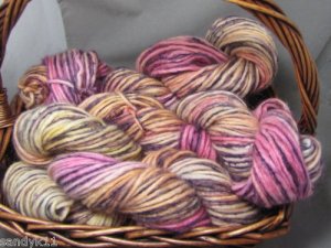 hand dyed yarn BULKY merino angora mohair sherbert