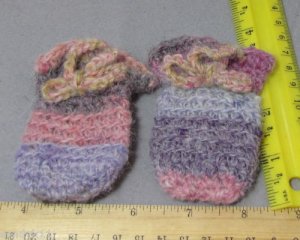 hand made  baby mittens handspun hand crochet ALPACA