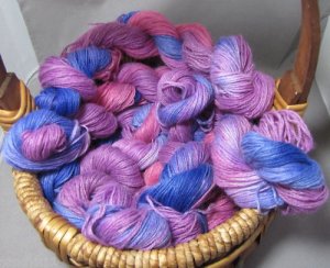 hand dyed  yarn 100% alpaca cria set lot berry patch