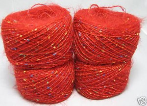 njy ball combo yarn mohair angora red rainbow surprises