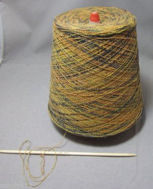 njy cone yarn gold toast green nubby italy