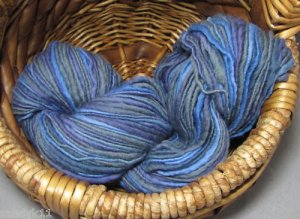 hand dyed yarn 100% wool tnt denim blues worsted wt