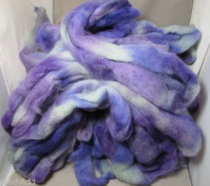 100% soft wool roving hand painted 4 ounces purples