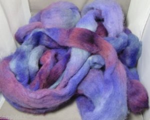 100% soft wool roving hand painted 4 ounces purple iris