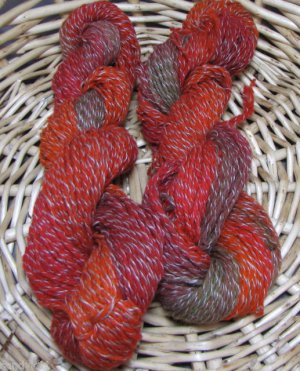 hand dyed yarn 2 skeins lot yarn wool heathered fall fire