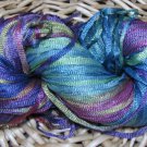 njy hand dyed yarn 100% nylon ribbon 1 skein peacock 248 yds 4 oz knit crochet