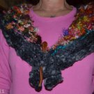 Hand Knit shawl, SALE, with handspun yarn in brilliant colors